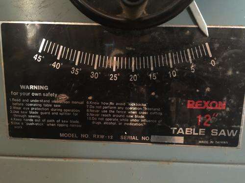 Rexon 12" Table Saw